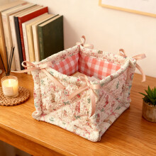 Storage Baskets for Organizing – Cotton Fabric, Sturdy Handles, 5.71x5.51x5.51", Compatible with Desktop, Bathroom, Living Room & Closet