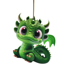 Dragon Statue Ornament Pendant Green 3.14 inch