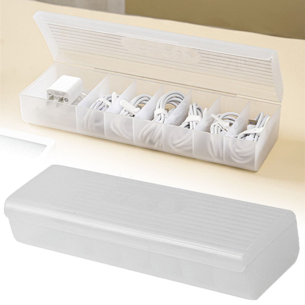 Cord Organizer Box For Desk Drawer & Office Cable Management Â White Plastic Cable Storage Box 9448483569194