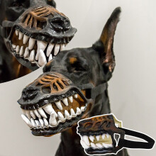 (1 pz) Museruola da cane lupo mannaro spaventosa con denti grandi - Maschera da zombie colorata, divertente per Halloween