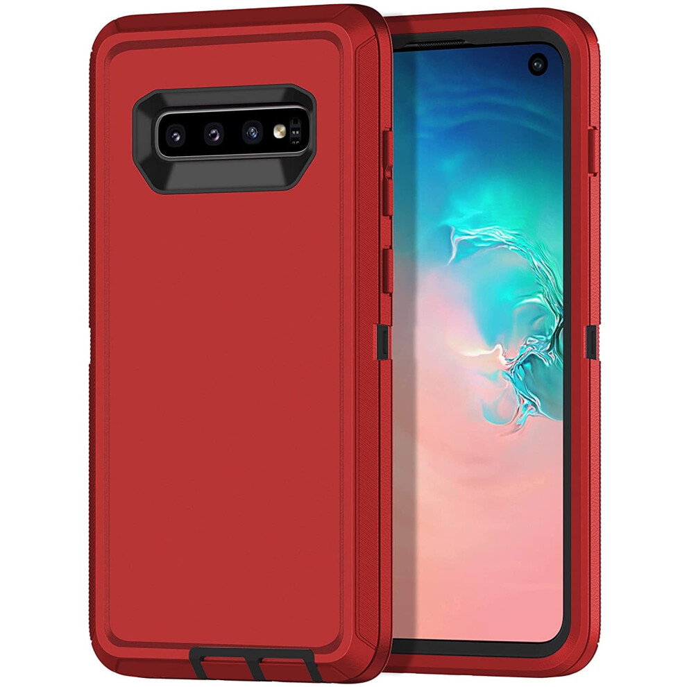 Heavy Duty Triple Layer Case For Samsung Galaxy S10 PlusâShockproof, Dropproof, Dustproof, Anti-Scratch, Red 9448483568166
