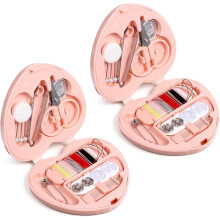 2-Pack Heart-Shaped Mini Travel Sewing Kit w/ Needles, Threads, Buttons, Scissors – Portable Pocket Set for Women, Moms, Travelers, Beginners –