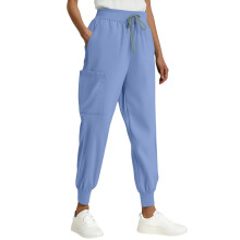Yogabroek met trekkoord, elastische taille, 4-way stretch, anti-pilling, hoge taille en veiligheidszakken – Lichtgewicht blauw, maat L, geschikt