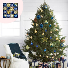 Christmas Ornaments Set Blue Silver 45 Pieces