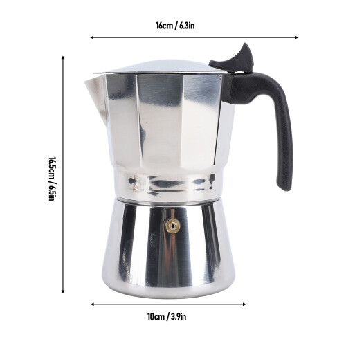 Stainless Steel Octagonal Stovetop Coffee Maker 300ML Silver 1