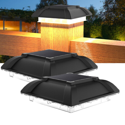 Solar Post Light Outdoor Column Lamp 3000K Warm White LED 1