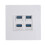 4-Port Ethernet Wall Plate USB 3.0 86x86mm Data Panel 14