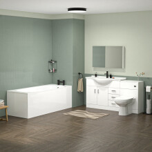 White 1050mm Freestanding Basin Vanity WC Unit Bath Panel & BTW Toilet