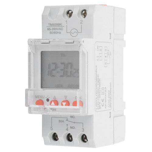 Digital Timer Switch 24H LCD Backlight 30A 85-265V DIN Rail TM928BK 1