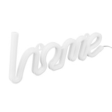 White HOME Pattern Neon Wall Sign Lamp - 35cm, USB/Battery Powered