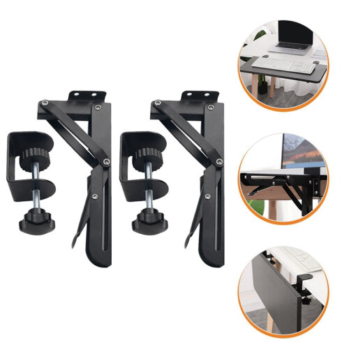 4 Pièces Support Pliable Clavier D'Ordinateur Support D'Extension de Bureau Support de Bras de Clavier Support de Bureau Pliant pour Moniteur 2