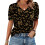 Women's  Short Sleeve Button-Down V-Neck Shirts rSets -Black M 2