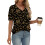 Women's  Short Sleeve Button-Down V-Neck Shirts rSets -Black M 3