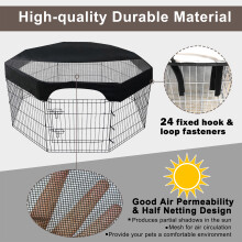 24-Zoll Haustier-Playpen mit Mesh-Abdeckung, Sonnenschutz, wasserdichter Schirm, Oberteil für Hundegitter