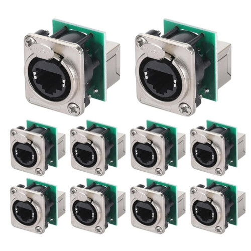50PCS Ethercon Rj45 Chassis Socket, NE8FDP Ethercon Pass Through Connector, D Series Cat5 RJ45 Panel-Mount Socket 1