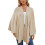 Women's Beige Elegant Shawl Wrap Poncho Sweater 4