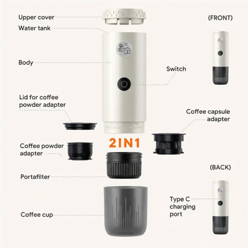 Wireless Portable Espresso Machine Travel Coffee Machine  Extraction Wireless Heating Coffee Cup 1
