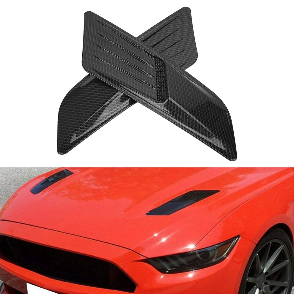 Pair Universal Carbon Fiber Style Front Hood Air Vent Trim For Bonnet Cover 4161391498329