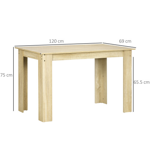 Homcom HOMCOM Dining Table for 4-6 People, Wood Effect Tabletop, Oak 2