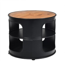 Industrie Couchtisch aus Holz & Metall mit 2 Regalebenen bis 50 kg Belastbar Schwarz