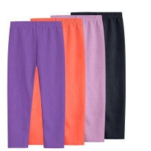 Leggings aus Baumwolle für Kleinkinder, 4er-Pack, einfarbig, elastisch, für Yoga und Tanz, lange, bequeme Leggings – Lila, Größe 7 Jahre