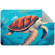 Sea Turtle Ocean Pattern Small Area Rug, Non-Slip Door Mat Indoor Floor Mat, Washable Kitchen Rug Entrance Door Mat for Bedroom Living Room