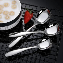 Modern Style Square Spoons - Stainless Steel Soup & Dessert Spoons Set of 1, Square Design Dining Spoons with Mirror Finish, Silver