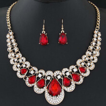 Harmtty Necklace and Earrings Set Multicolor Water Drop