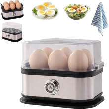 Smart Egg Cooker with Auto Shut-Off, Stainless Steel Electric Boiler for Hard/Soft/Medium Boiled & Poached Eggs, Compatible with US Outlets