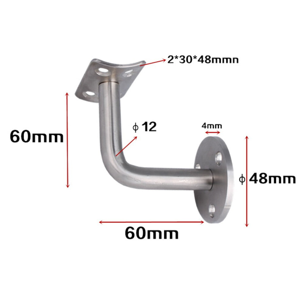 Home Essentials Silver Stair Handrail Bracket Bannister Wall Support Hand Rail Balustrade Strong 60X60mm 9448483470599