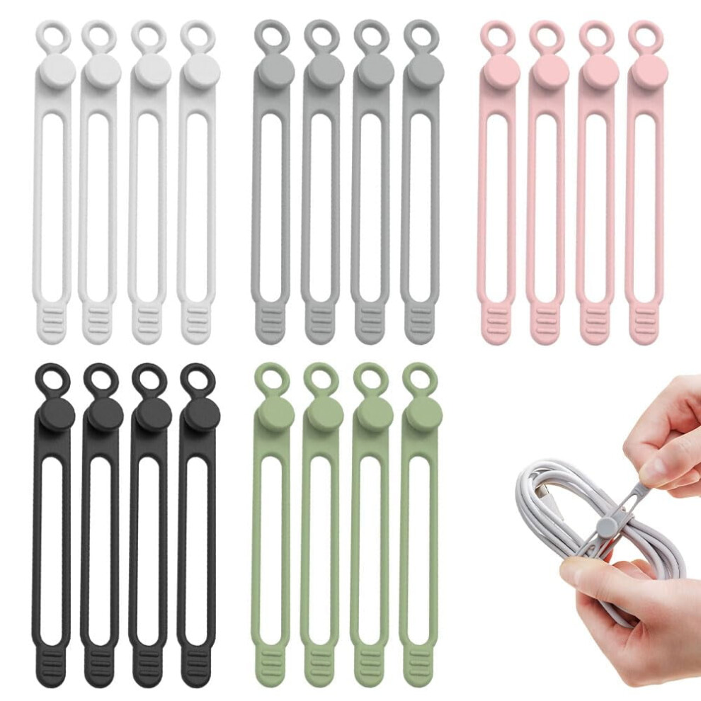 Reusable Silicone Cable Ties Organizer Â Elastic Cord For Bundling Cables, Compatible With Office, Desk, Cruise & Travel 9448483572149