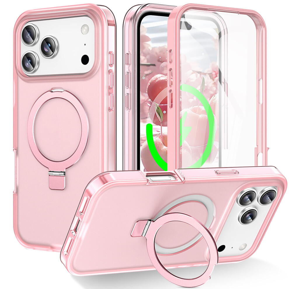 Compatible With Iphone 17 Pro Magnetic Case W/ Built-In Screen Protector, Shockproof Hybrid Tpu+Pc Matte Case, Full-Body Protection & Invisible Stand 9448483573924