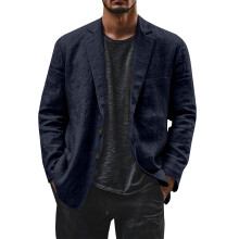 Blazer masculino clássico liso – Corte slim, leve e respirável, lapela entalhada, ideal para ocasiões formais e executivas, combina com ternos.