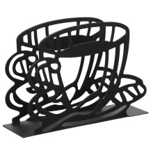 Eleganter Kaffeetassen- und Serviettenhalter aus schwarzem Metall, robuster Organizer für Zuhause