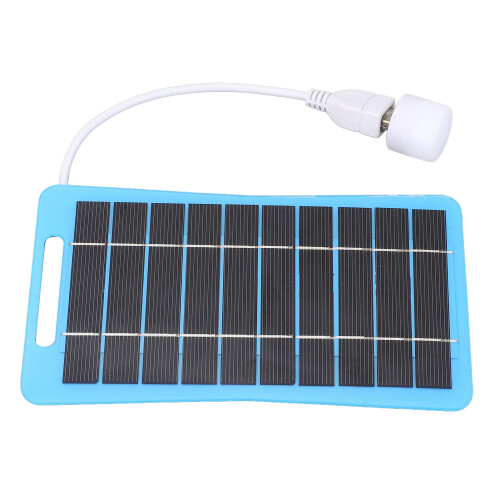 Portable Blue Solar Panel with Light Handle 5V 5W USB Charger 2