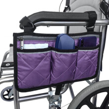 Bolsa lateral para cadeira de rodas – Bolsa espaçosa com compartimentos, pendura na lateral da cadeira de rodas, compatível com a maioria das