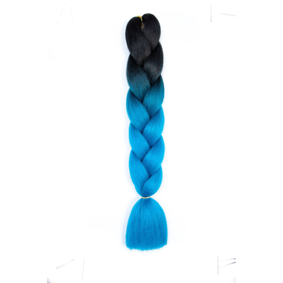 3-Pack 100g Each 24-Inch Premium Heat-Resistant Synthetic Braiding Hair, Ideal for Twist & Crochet Braids, Women's Hair Extensions ï¼Black to Blue