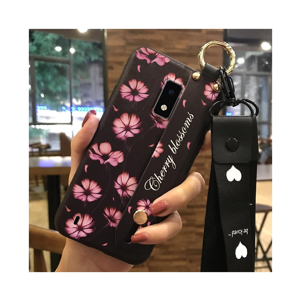 Shockproof Phone Case For Blu View4 With Wristband, Dirt-Resistant Ring, Flower Design, Silicone, Waterproof, Anti-Dust, Kickstand 9448483788168