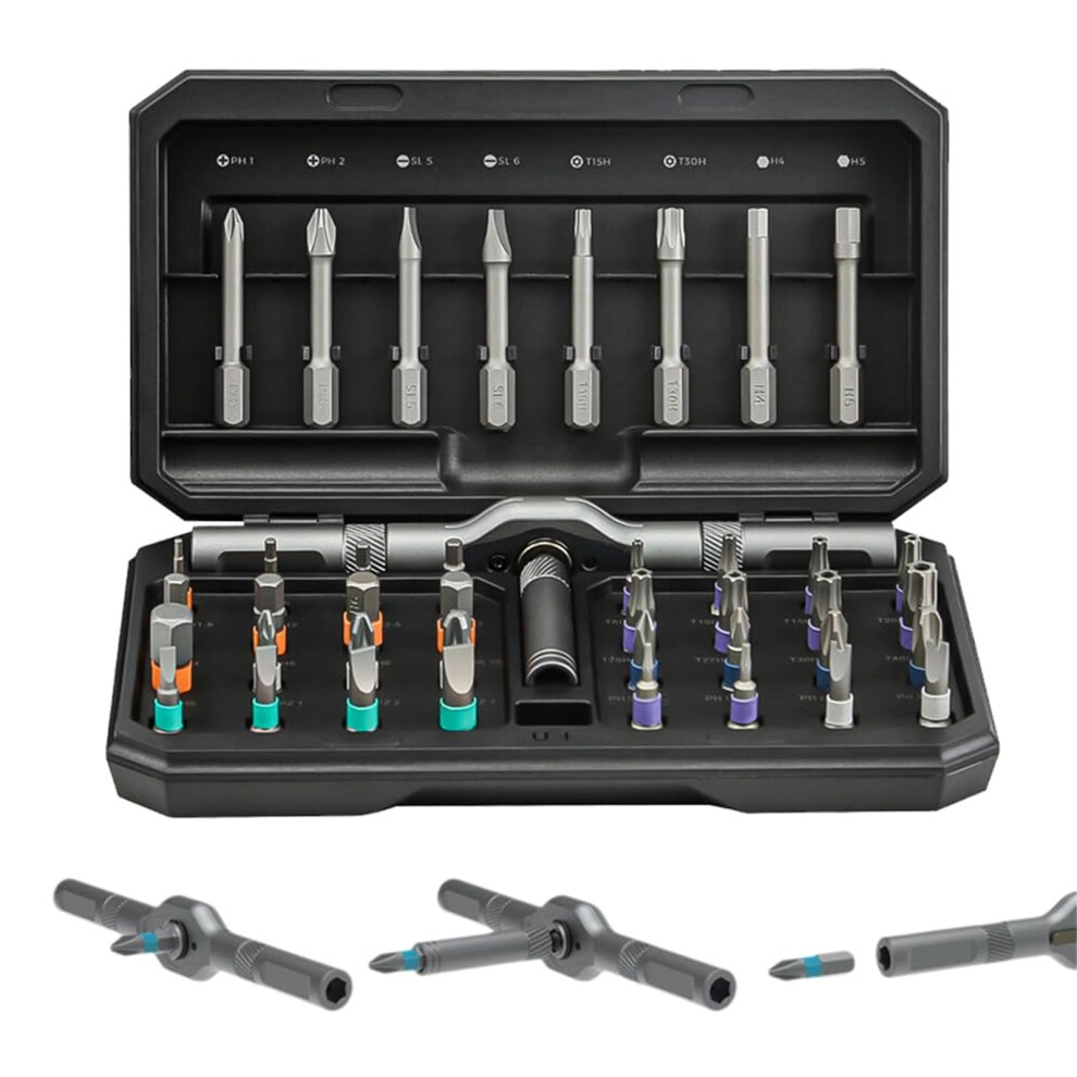 42-In-1 Magnetic Screwdriver Set, Diy Ratchet Tool Kit With Detachable Handle Â Compatible With Furniture, Computer, Bike Repair 9448483789431