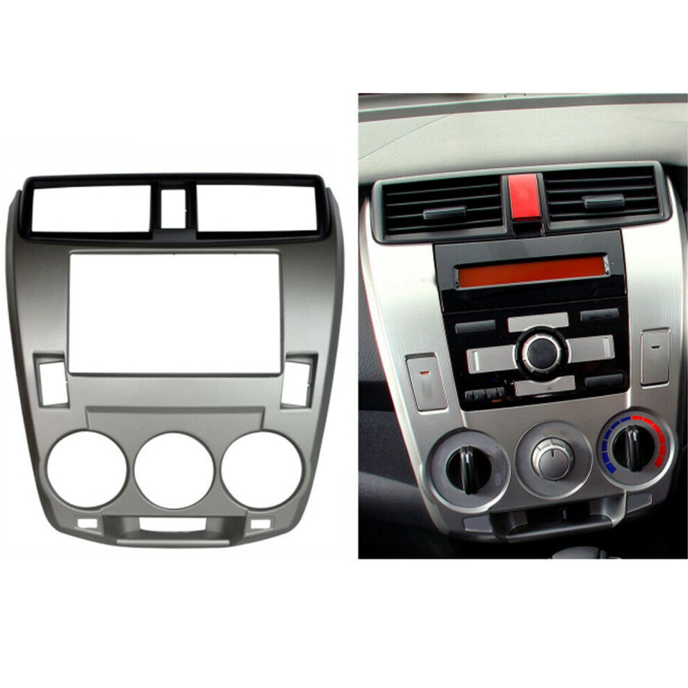 2Din Radio Frame For Honda City Car Stereo Dashboard Mount Silver 7901391502902