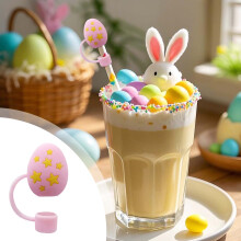 Easter Straw Topper Dust-Proof Silicone Straw Cap, Reusable Drinking Accessory, Spring Holiday Party Favor