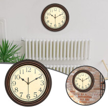 Vintage Retro Silent Wall Clock, 12" Battery-Operated Quartz Clock for Living Room & Kitchen – Compatible with Standard Mounting