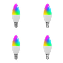 4X Tuya E14  Bulb Dimmbare Fünf-Wege-Spiral-Kerzenbirne WiFi RGB-Birne Fernbedienung und Sprachsteuerung 9W