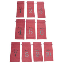 1 to 10 Burlap Wine Bags Blind Wine Tasting,Wine Bags Wedding Table Numbers,Wine Tasting Bags,Party,Christmas,10 Pcs,Red