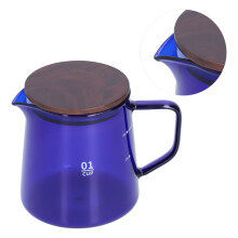 Borosilicate Glass Tea Cup 300ml Blue with Wooden Lid, Heat Resistant