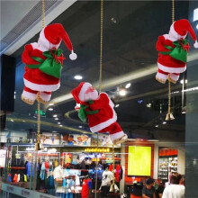 5X Santa Claus Climbing Rope Decoration Electric Automatic Plush Dolls Toys for Home Wall Windows Hanging Ornament