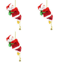3X Santa Claus Climbing Rope Decoration Electric Automatic Plush Dolls Toys for Home Wall Windows Hanging Ornament