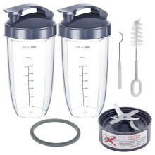 32oz Blender Cups for Nutribullet Blender Cups Replacement for NutriBullet 600w/900w Blender with Flip-Top Lid and Blade