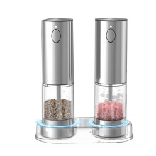 Electric Salt and Pepper Grinder Set USB Rechargeable Adjustable Coarseness Automatic Spice Mills 2PCS with Storage Base