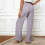 Linen Pants Women   Wide Leg Drawstring Elastic-Dark Blue M 2
